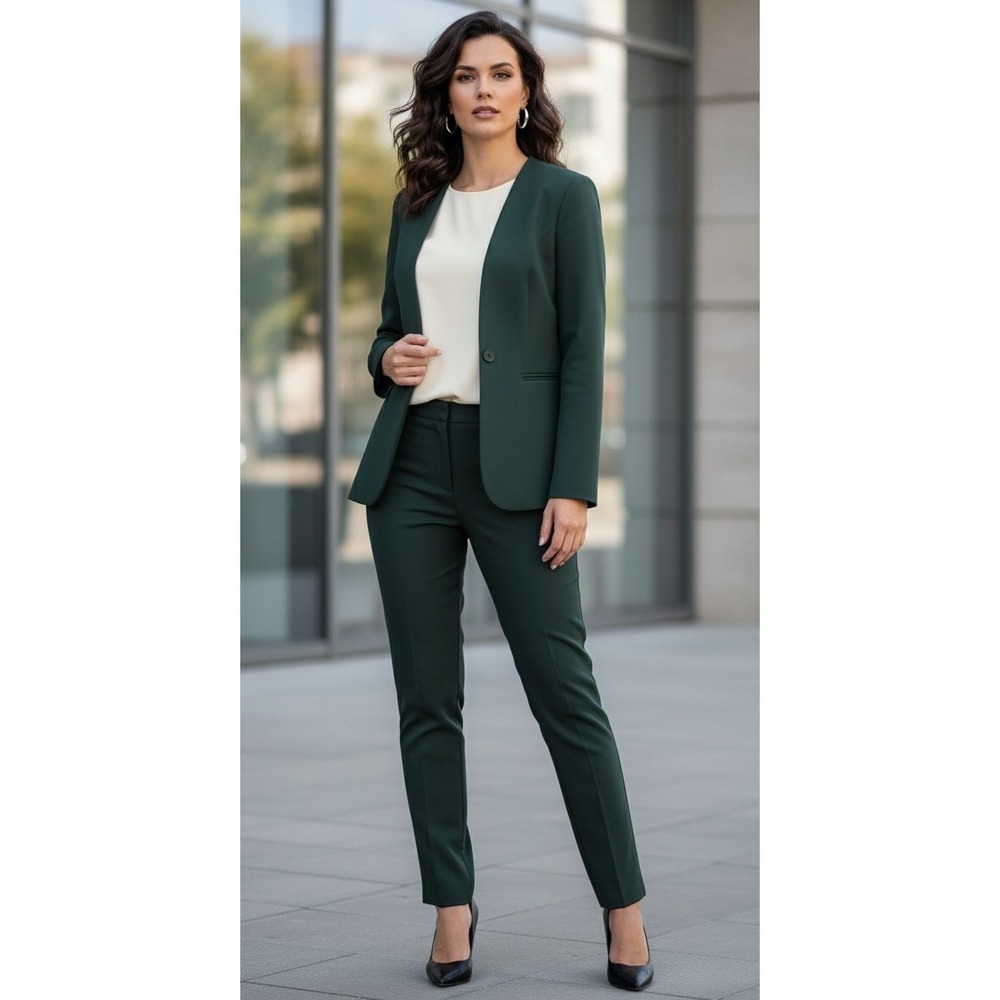 Emporio Armani Women's Blazer 40‎ Pants 42 Suit Set Made in Italy Green Career